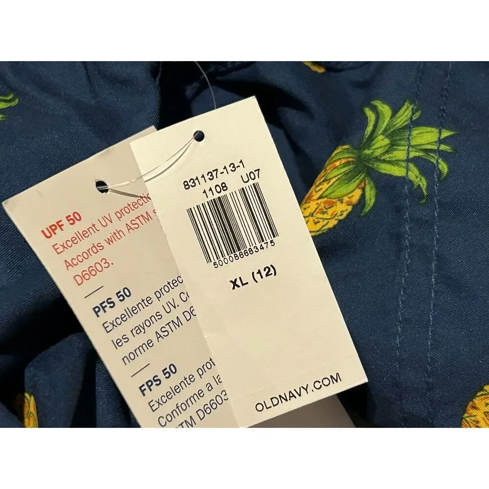 Old Navy Pineapple Swim Trunks Boys XL 14 16 UPF 50 Beach Tropical